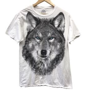 Wolf T Shirt Womens Medium White Black Gray